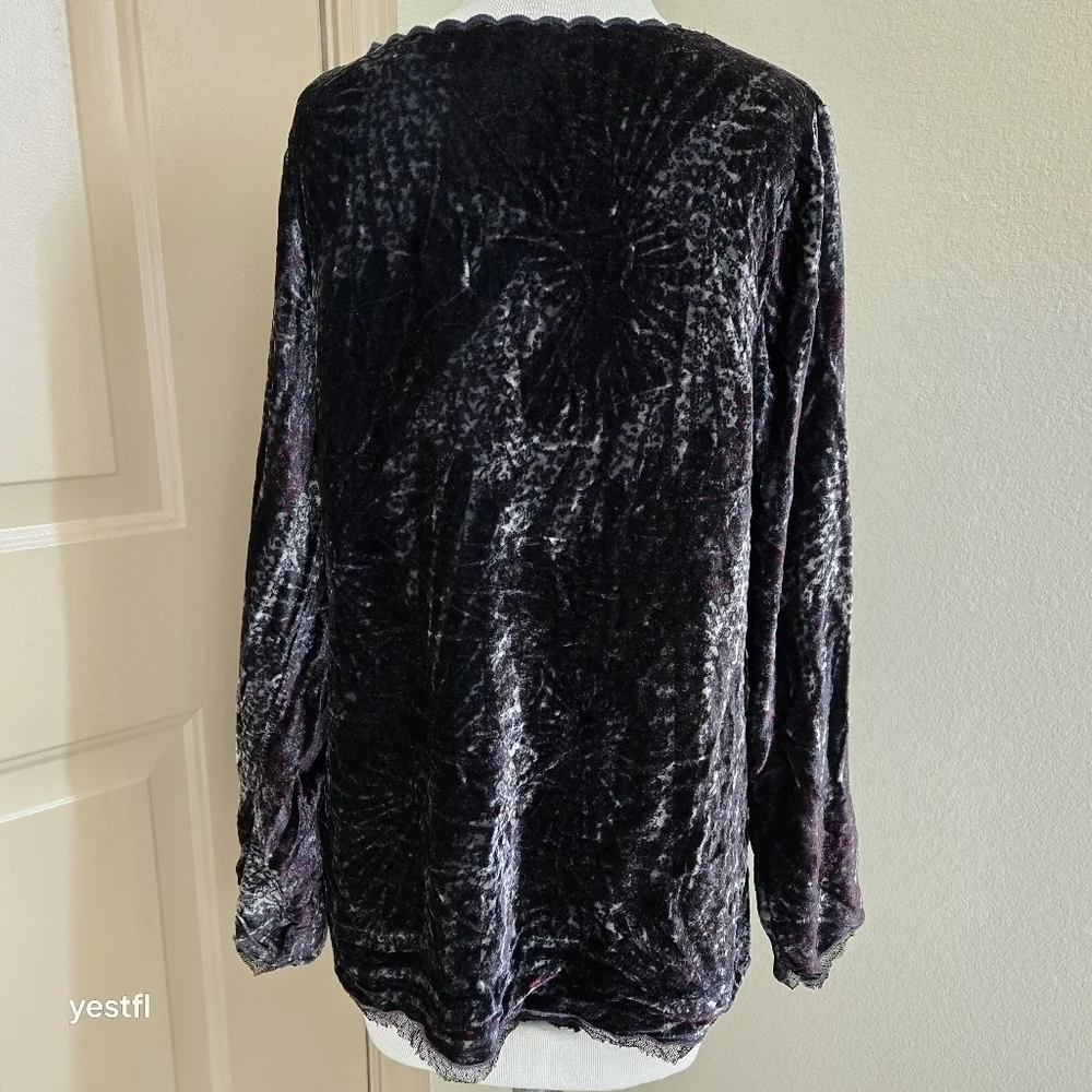 Johnny Was velvet lace whimsigoth blouse M